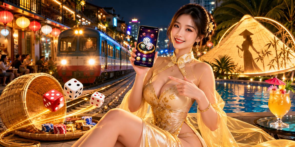 Trò chơi tài xỉu truyền thống Hà Nội với hình ảnh xúc xắc và áo dài đặc trưng văn hóa Việt